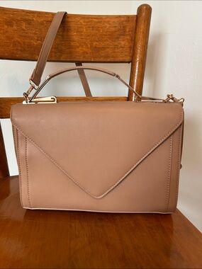 Madison West Tan Vegan Leather Top-Handle Crossbody Bag